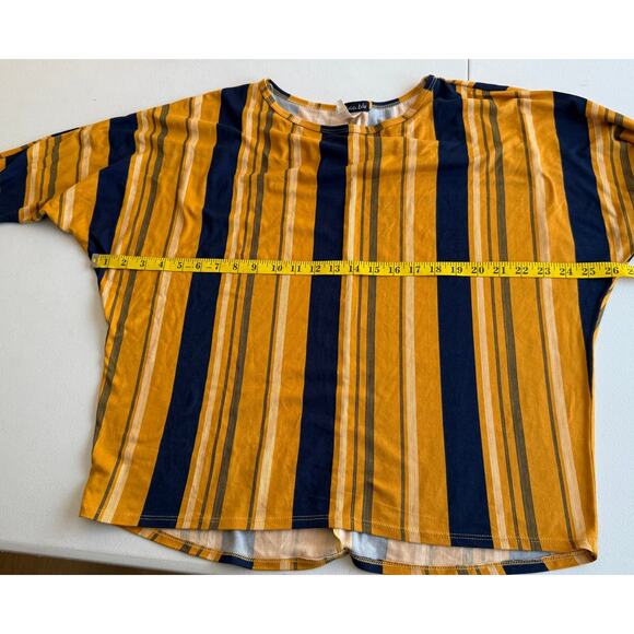 Olivia Blu Top Blouse Striped Women XL Stretch Pullover Made in USA Vintage - Picture 5 of 7